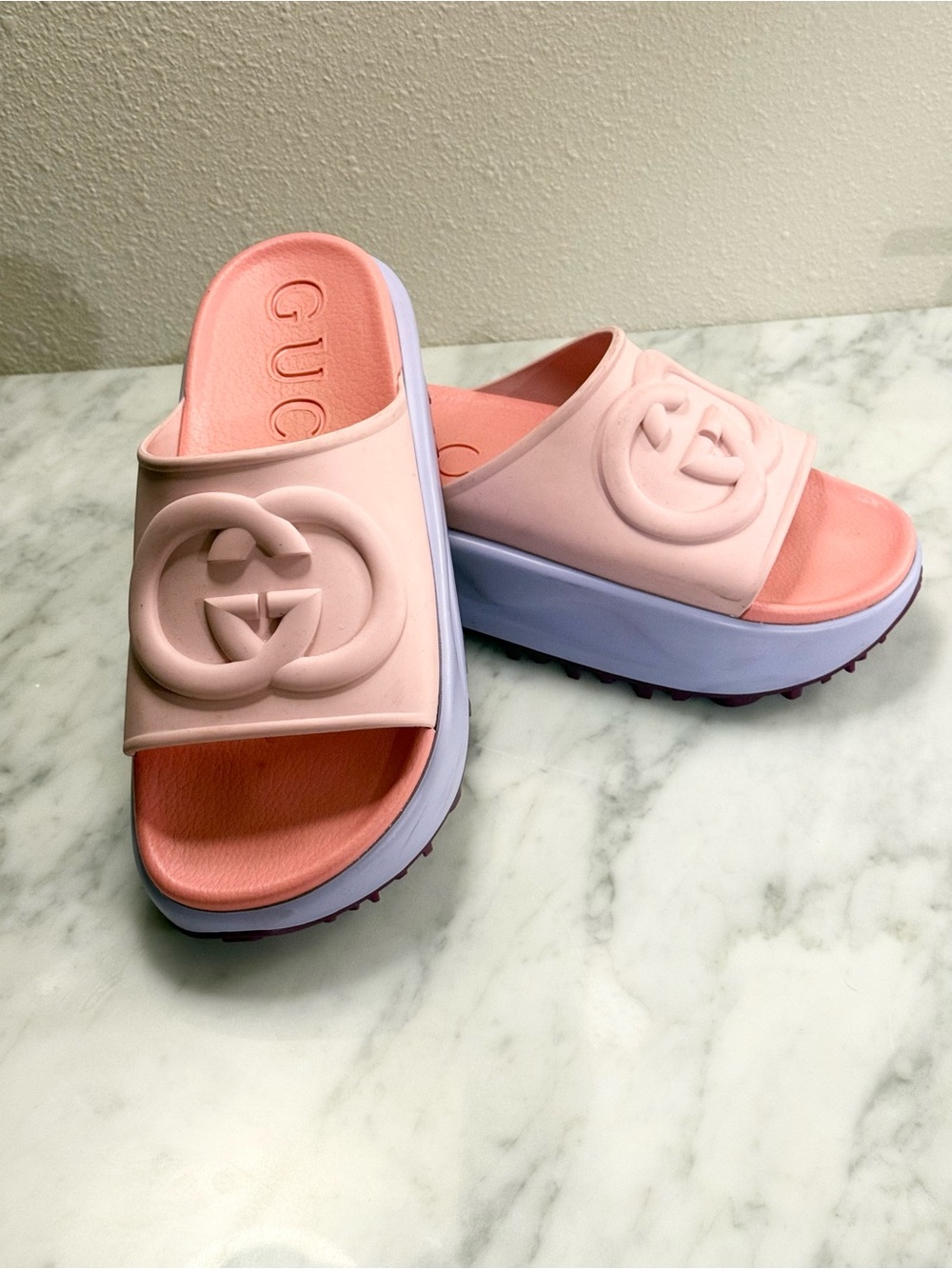 Gucci Pastel Pink Platform Sandals